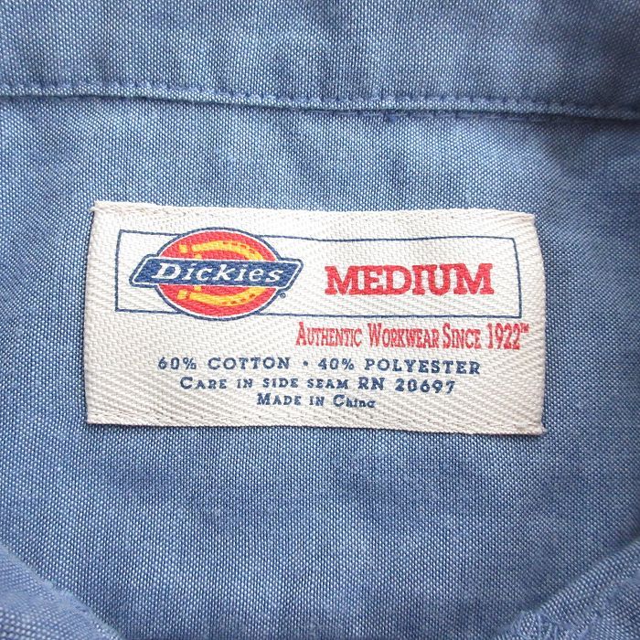 L/古着 ディッキーズ Dickies 長袖 シャンブレー シャツ メンズ 00s 薄