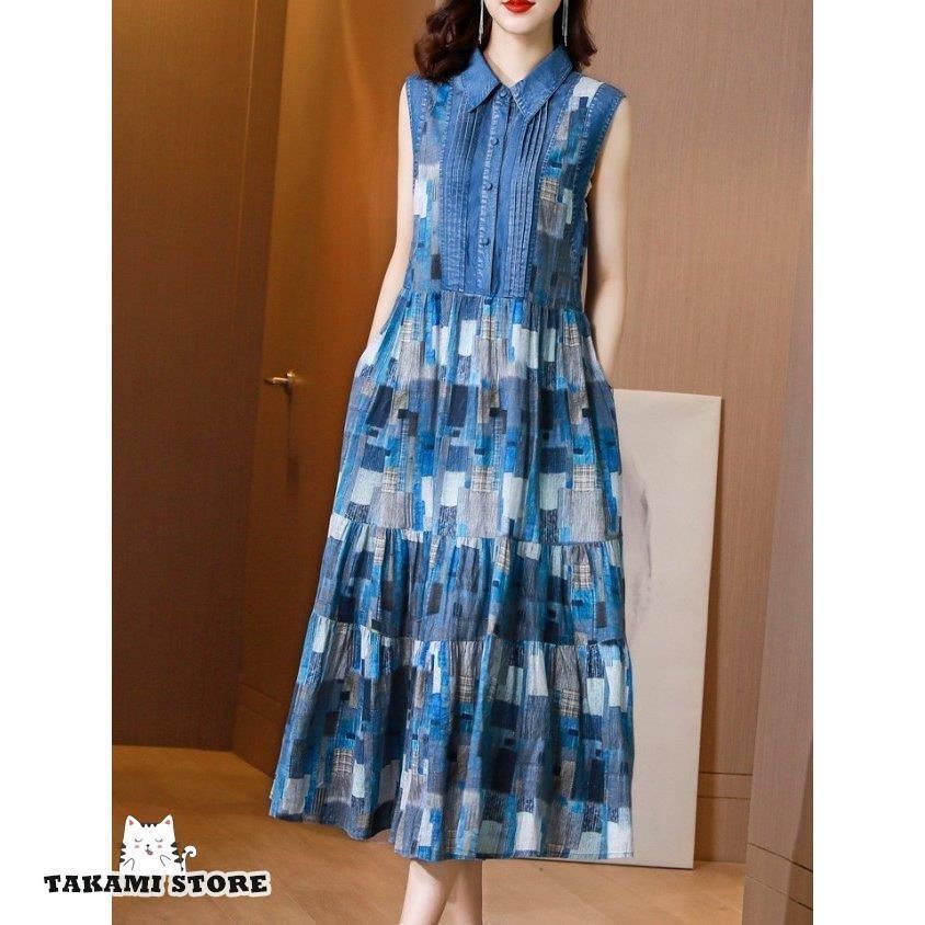 デニムワンピース ワンピース レディース 春 夏 ノースリーブ