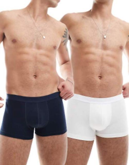 送料無料 エイソス メンズ トランクス アンダーウェア ASOS DESIGN 2 pack trunks in navy and white Multi