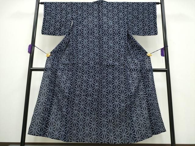 平和屋着物∴夏物 浴衣 有松鳴海絞り 麻の葉文様 綿 逸品 CAAY4553ng