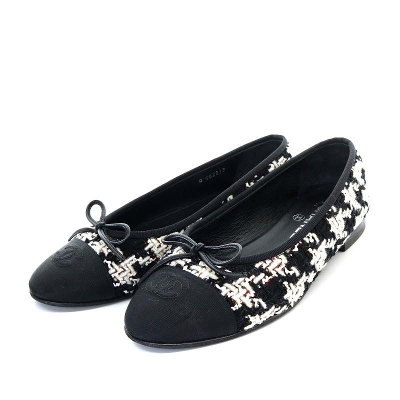 シャネル CHANEL バレエシューズ パンプス フラット ツイード