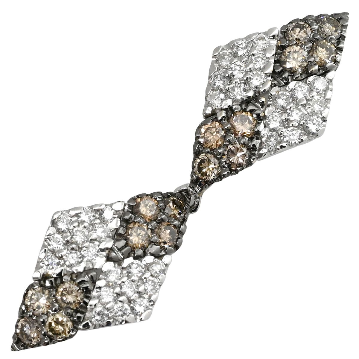 ペンダントトップ K18WG ダイヤモンド ホワイトゴールド Au750 18K 18金 ネックレストップ ブラウン ダイヤ ひし形 ドロップ