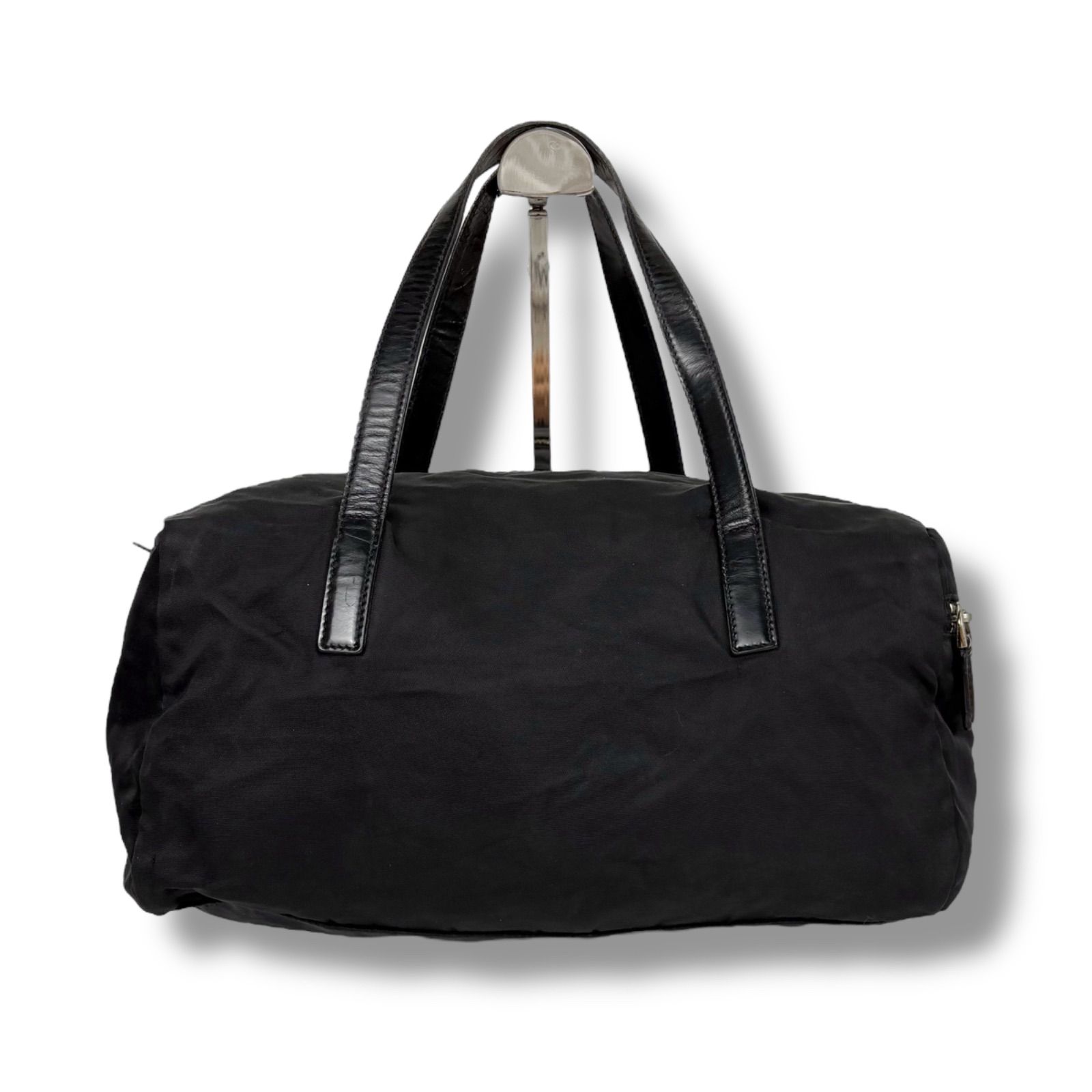 プラダ　ボストンバッグ　トライアングルロゴ　レザー　ナイロン　ブラック PRADA - 美品 PRADA プラダ トライアングルロゴプレート