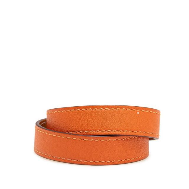 HERMES ゴールド オレンジ バングル エルメス コリエドシアン バングル ＃T2 オレンジ/ゴールド金具 ヴォー