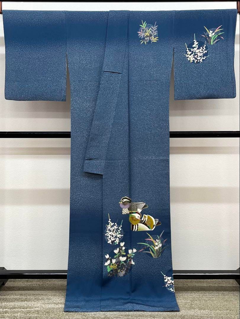 人間国宝 羽田登喜男 落款入 訪問着 金彩 鴛鴦 正絹 ますいわ屋扱い