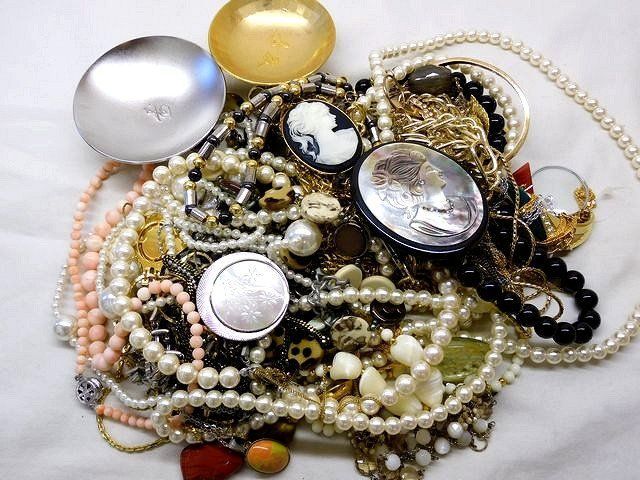 ♪メッキアクセサリーおまとめ J番 メッキアクセサリー セット 約990g □ ネックレス リング