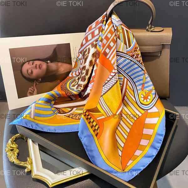 女性用シルクサテンスクエアショール 女性用スカーフ バンダナ