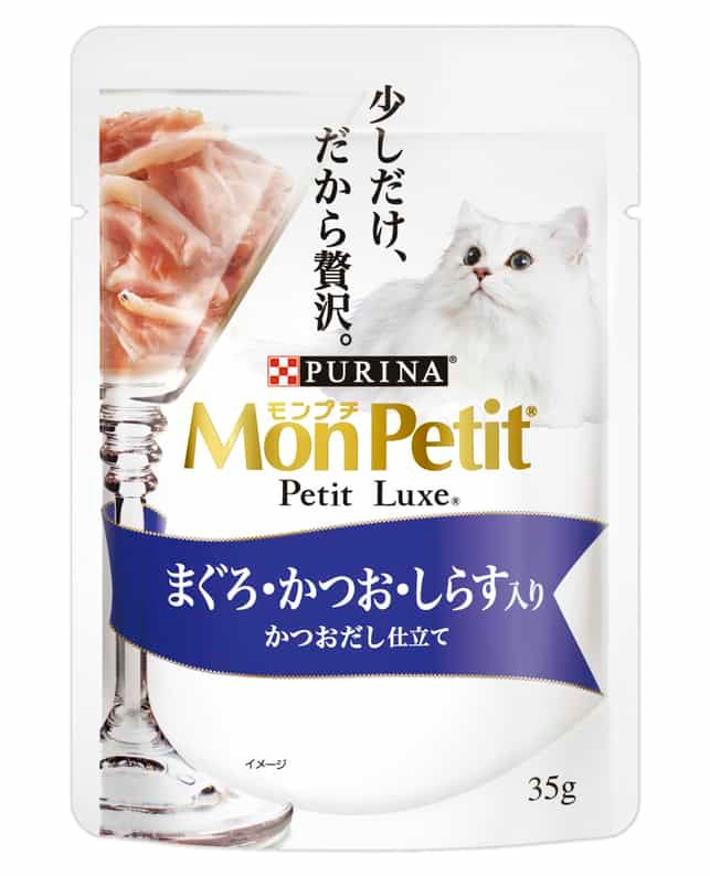【同梱】【96個セット】ネスレ日本 モンプチプチリュクスパウチまぐろ＆かつお＆しらす35g