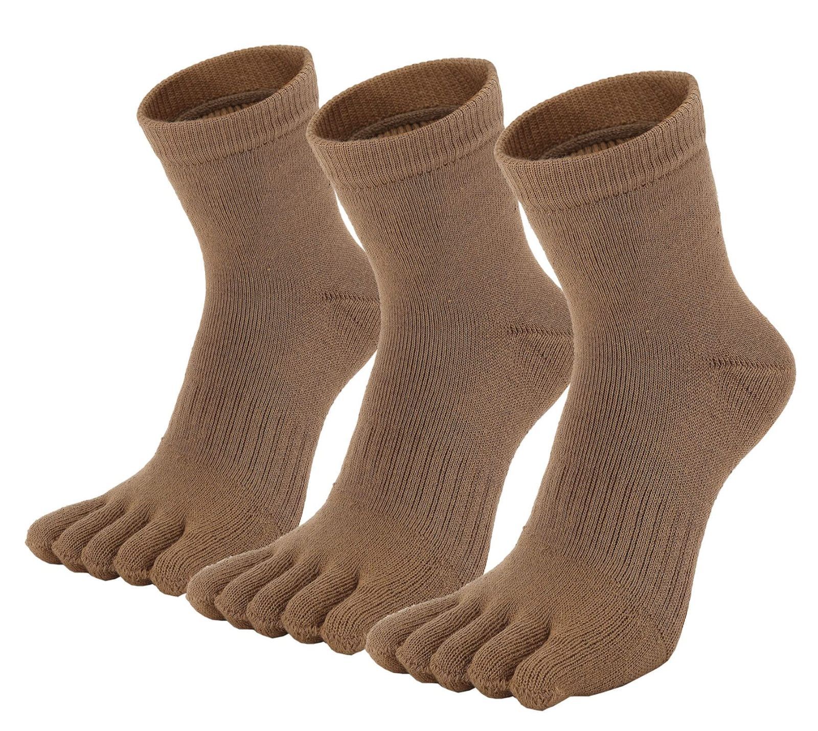 タオル生地 厚手 登山用 厚底パイル 綿 アウトドアトレッキング ランニング スポーツソックス 五本指靴下 3足セット レディース 5本指ソックス WIOIW