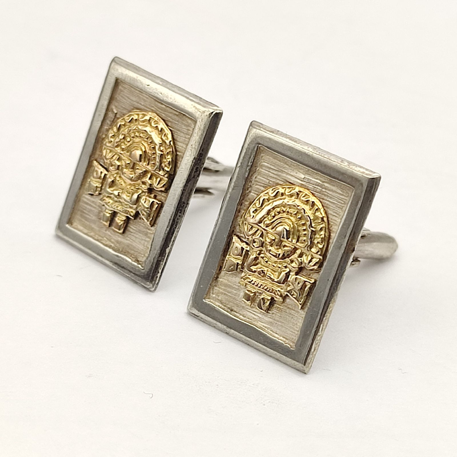 カフスボタン カフリンクス スクエアデザイン 18 K シルバー925 6.9ｇ