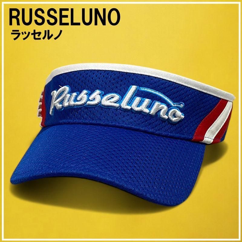 Russeluno ラッセルノ ロゴ メッシュ サンバイザー ブルー 美品 RUSSELUNO ラッセルノ サンバイザー メッシュ ブルー F