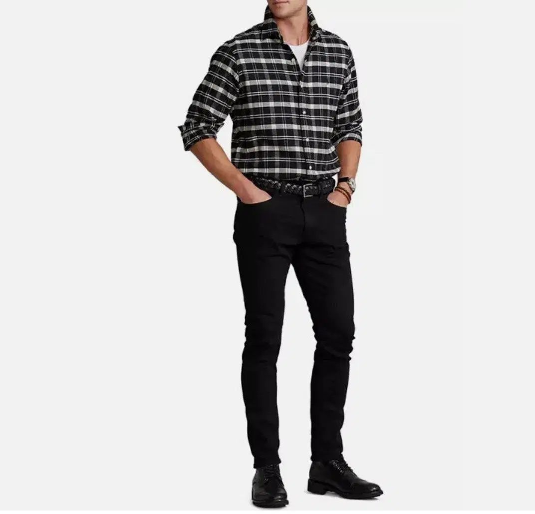 ポロラルフローレン クラシックフィット CHECK フランネル シャツ ブラック クリーム COLOR XL