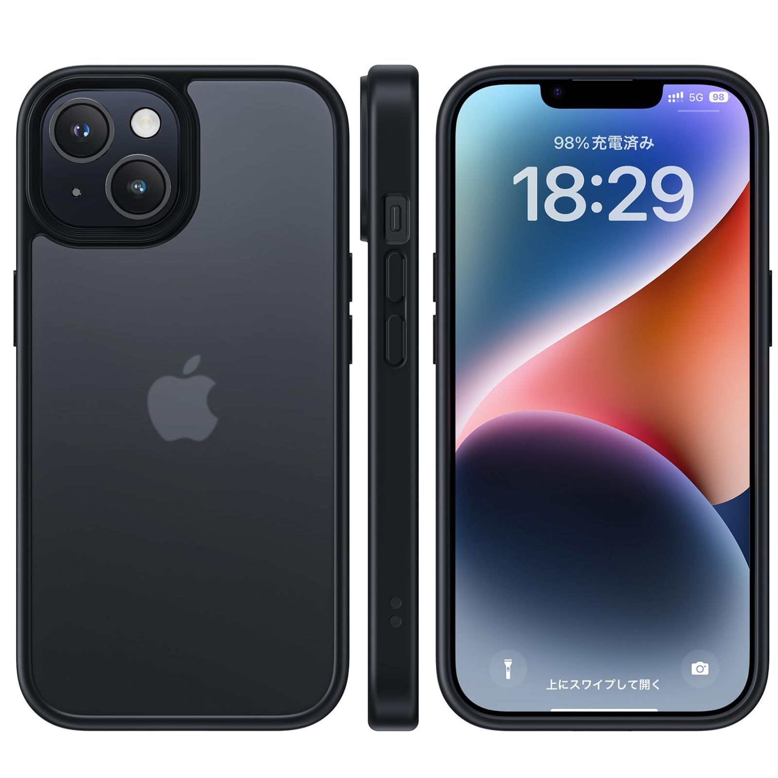 NIMASO ケース iPhone 14 / iPhone 13 用 ケース カバー 半透明 耐衝撃 滑り止め 指紋防止 米軍MIL規格 黄変防止 ストラップホール付き ワイヤレス充電対応 スマホケース あいふぉん 13 アイフォン 14 (6