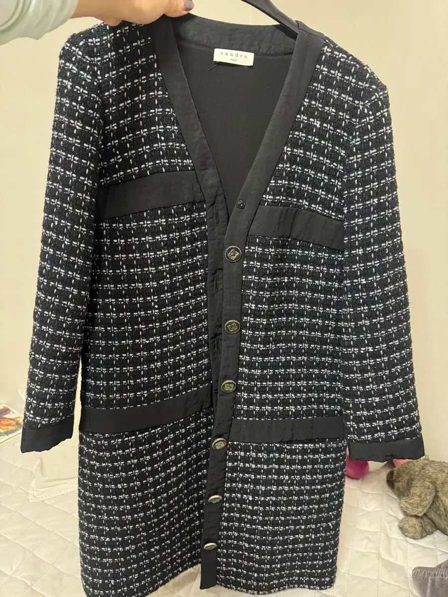 送料関税込☆【SANDRO】ツイード ミニワンピース 関税込み☆SANDRO☆ツイード コットン ミニワンピース