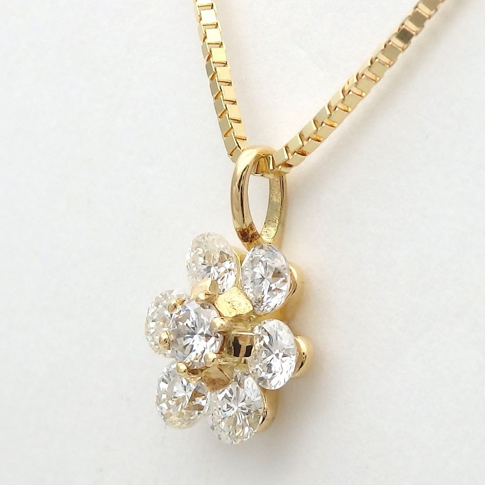 K18 ゴールド ダイヤモンド 1.00ct ペンダント付ネックレス 中古 美品