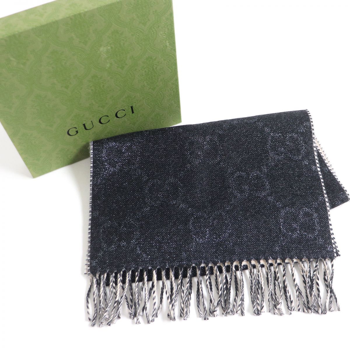 極美品□GUCCI/グッチ 727724 GG総柄 メタリックファイバー ウールジャ