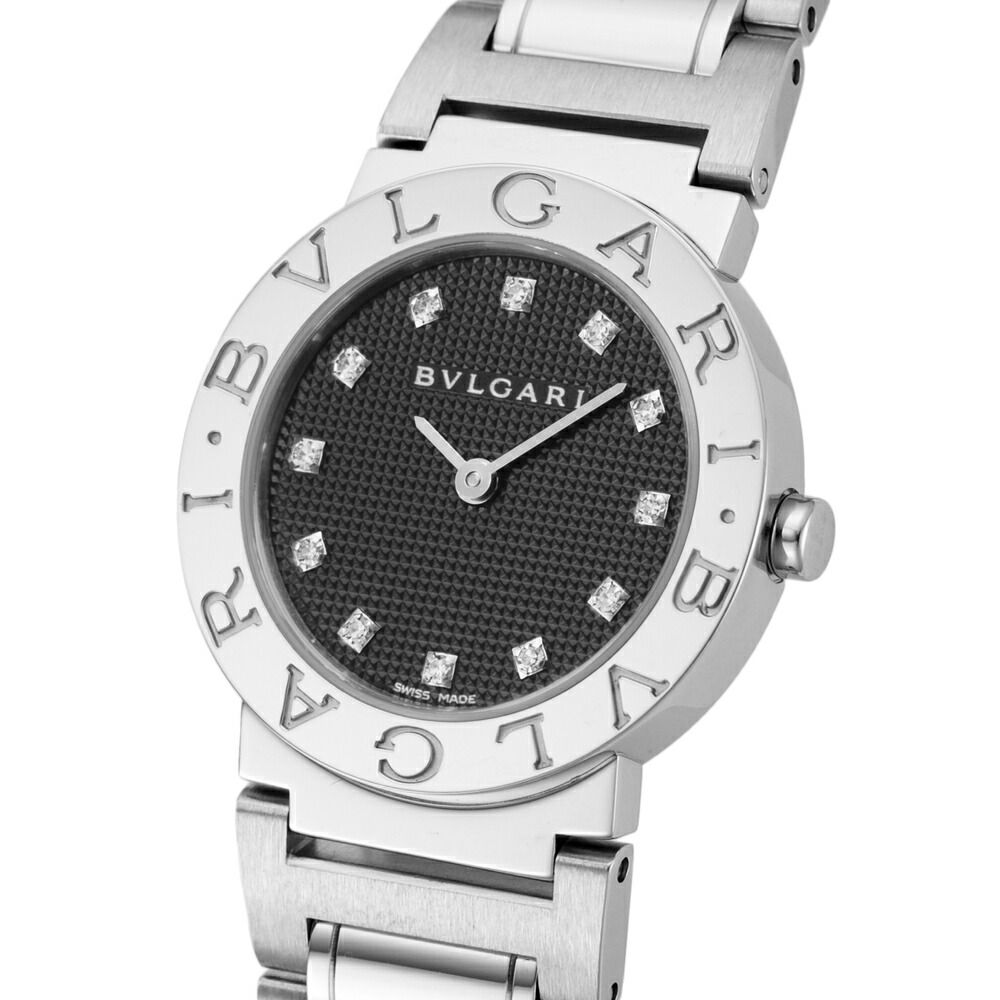 BVLGARI アナログ時計 シルバー× ブラック ブルガリ BVLGARI 腕時計 レディースウォッチ ブラック×シルバー