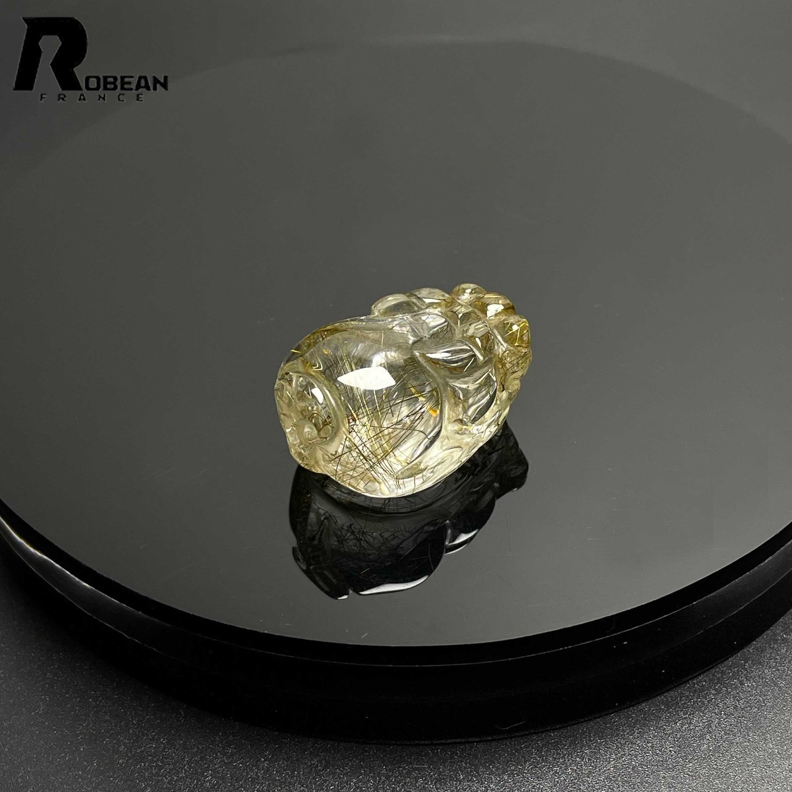 高級EU製 定価8万円ROBEAN・タイチンルチル・貔貅黄金針水晶 ゴールド アクセサリー 天然石 金運 穴開け ギフト プレゼント1  25*16.6*14.4mm M0306491