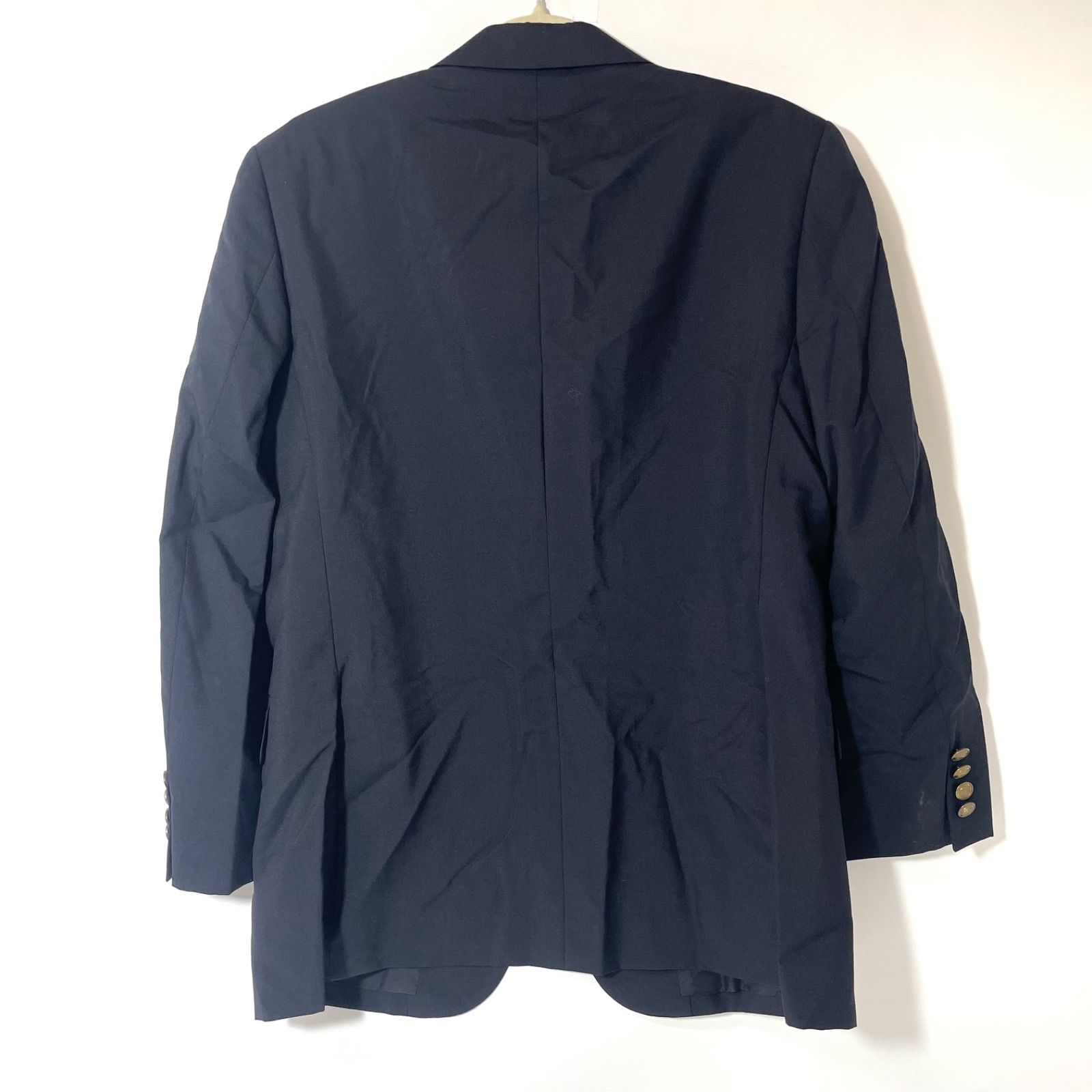 【美品】バーバリー　ノーカラージャケット　ネイビー　金ボタン　L相当　三陽商会 美品】バーバリー ノーカラージャケット ネイビー 金ボタン L