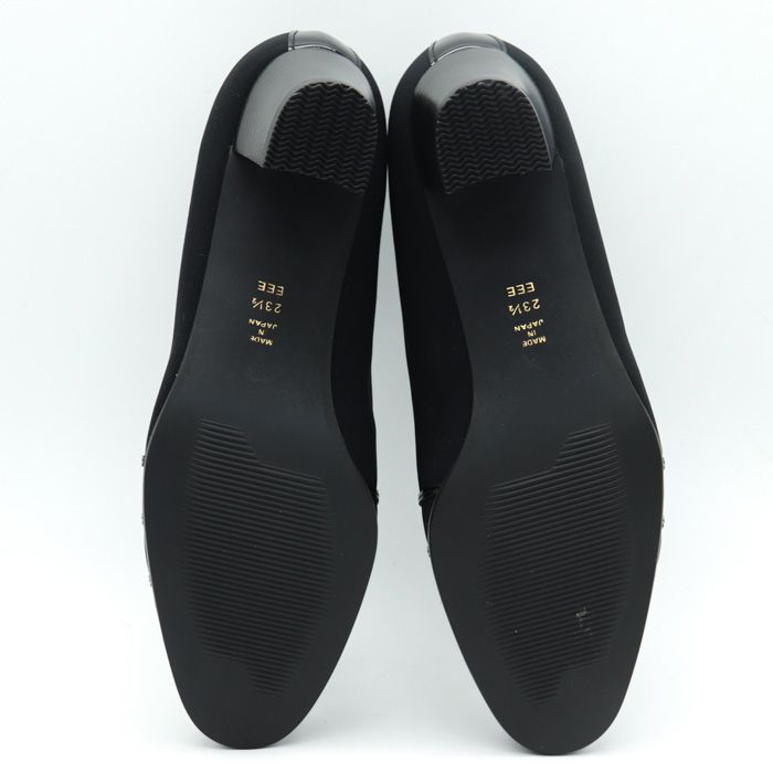 クリスチャンペレー パンプス 未使用 ボーダー 3E 幅広 日本製 シューズ 靴 レディース 23.5cmサイズ ブラック CHRISTIAN  PELLET 【中古】