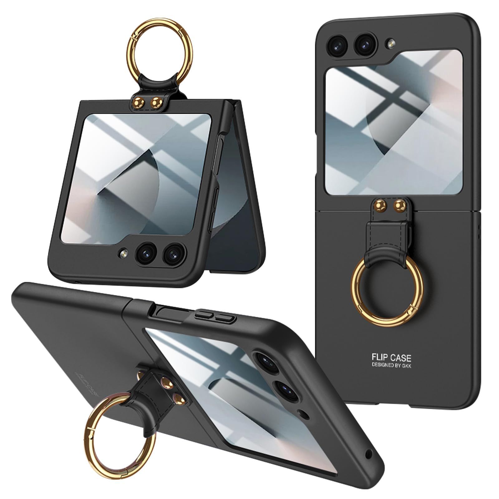 【新着商品】ケース リング付き【液晶保護フィルム付き Flip6 耐衝撃 極薄 軽量 シンプル Z おしゃれ 折りたたみ 汚れ防止 Galaxy 落下防止 携帯便利】スマートフォン ギャラクシー Z 対応 Flip6 S