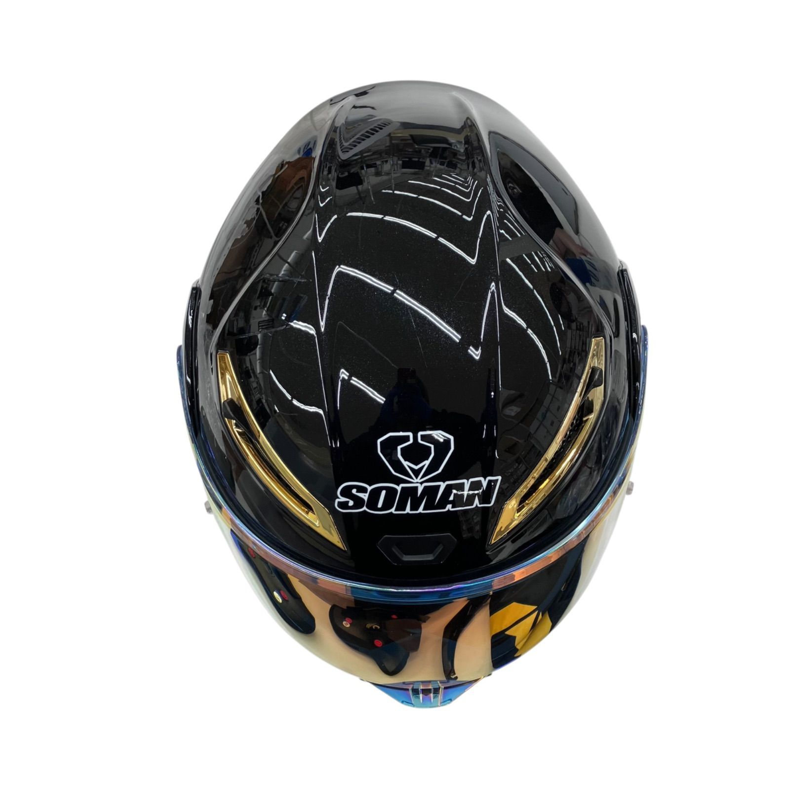 SOMAN フルフェイスヘルメット ブラック/ゴールド　XLサイズ SOMAN フルフェイスヘルメット ブラック/ゴールド XLサイズ