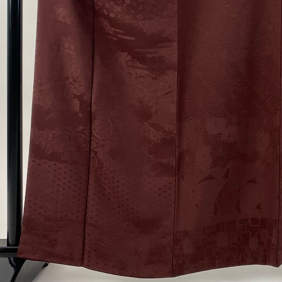 色無地 身丈161cm 裄丈62.5cm S 袷 地紋 茶色 正絹 秀品