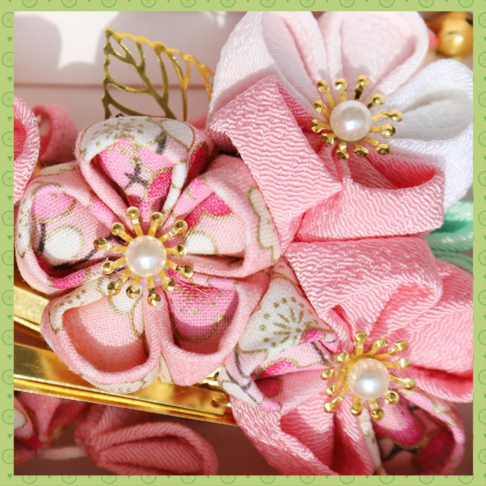 つまみ細工リボン髪飾り ピンク 赤 白 七五三 成人式 浴衣 結婚式