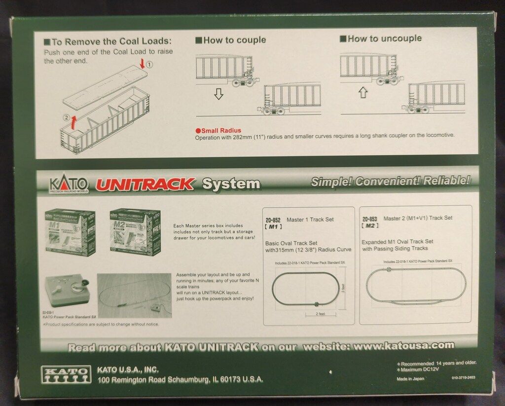 注文 KATO USA Nゲージ Bethgon Coalporter 8両セット # 106-4631