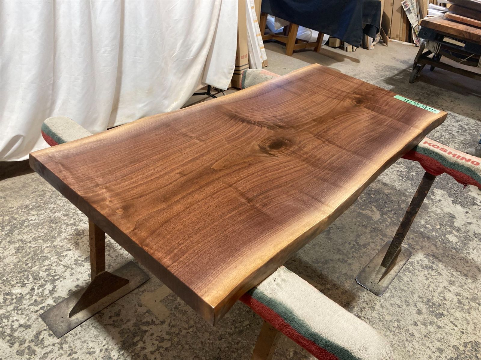 ブラックウォールナット9057 一枚板無垢 乾燥材 1490ｘ670-650ｘ49mm カウンター センターテーブル ダイニングテーブル