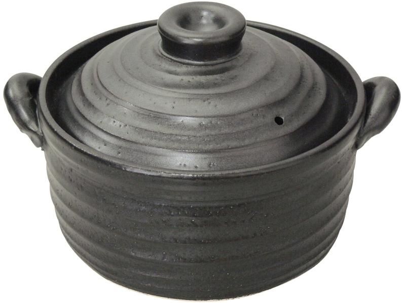 スズ木 萬古焼 IH用 直火対応 ごはん鍋 2合 黒 9006-6022