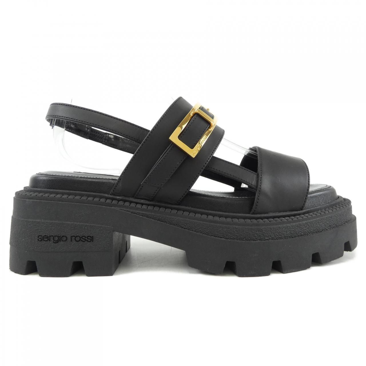 美品Sergio Rossiサンダル サンダル ブラック ミッドヒール: 60mm, sr1 - Sandals Black
