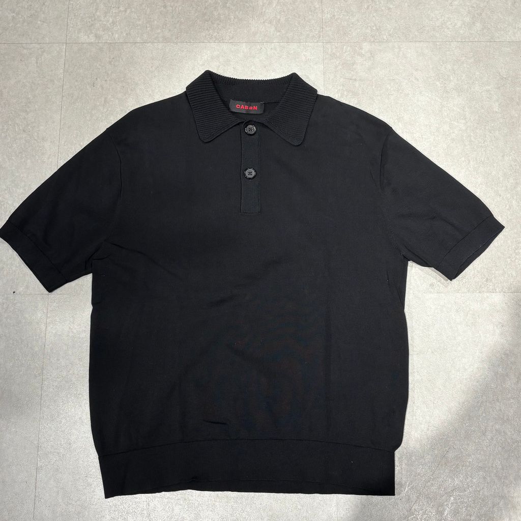 CABAN ブラック 半袖ポロシャツ Fサイズ CABaN キャバン Knit Short Sleeve Polo 半袖ニットポロシャツ