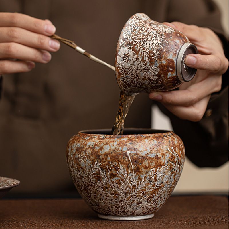 茶道具 老岩泥 茶渣缸 功夫茶 泡茶器具 洗水 家庭用 茶会 陶器