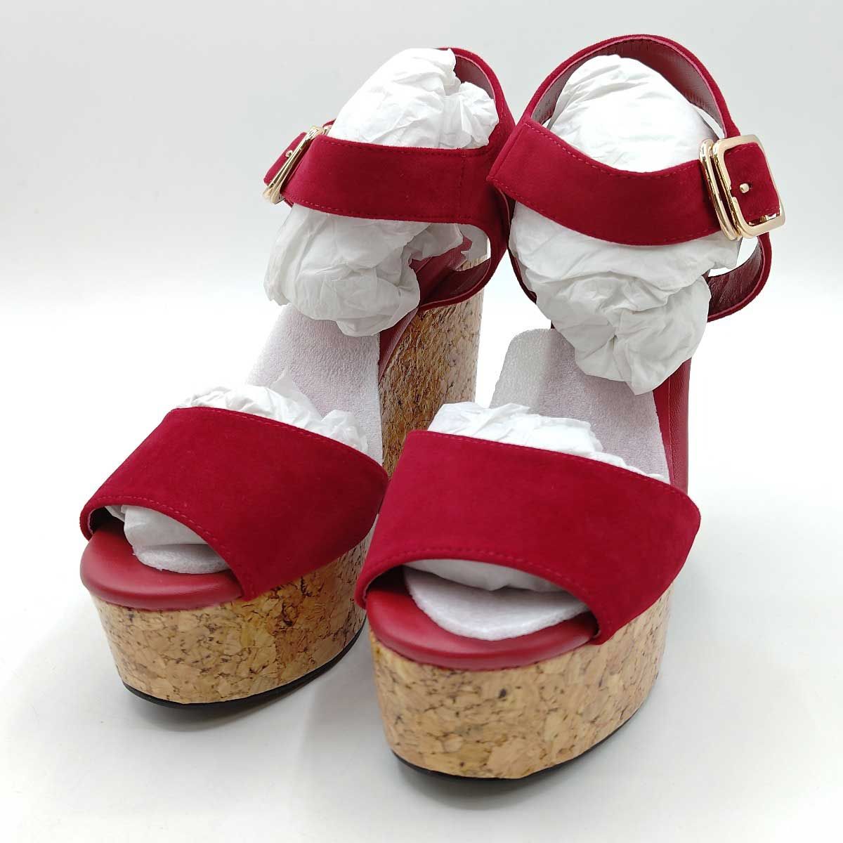 【未使用】スライ CORK WEDGE サンダル ストラップ ヒール (23.5-24cm) Mレッド  030ASM55-0300 レディース SLY