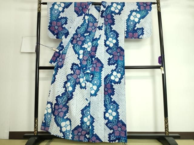 平和屋本店■極上　夏物　浴衣　有松鳴海絞り　舞花文　綿　逸品　DZAA20168kh5 平和屋本店□極上 夏物 浴衣 有松鳴海絞り 舞花文 綿 逸品 未使用