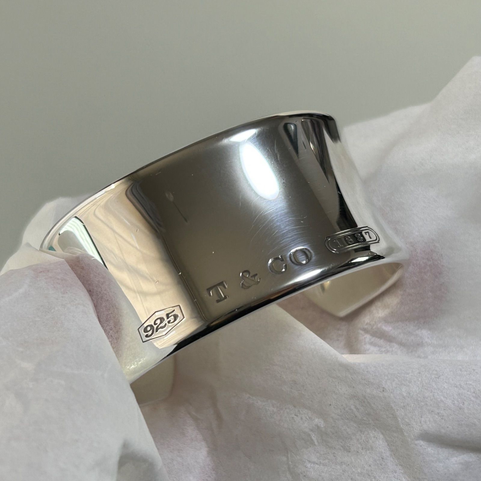 ティファニー 希少 ワイド バングル ブレスレット ナロー 1837