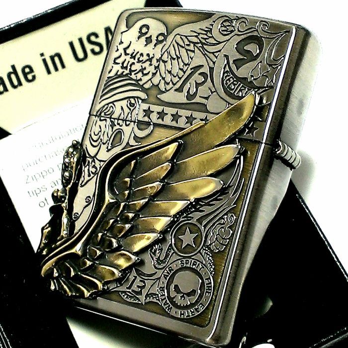 ZIPPO ライター Fortune head ジッポ スカル3面メタル ふくろう