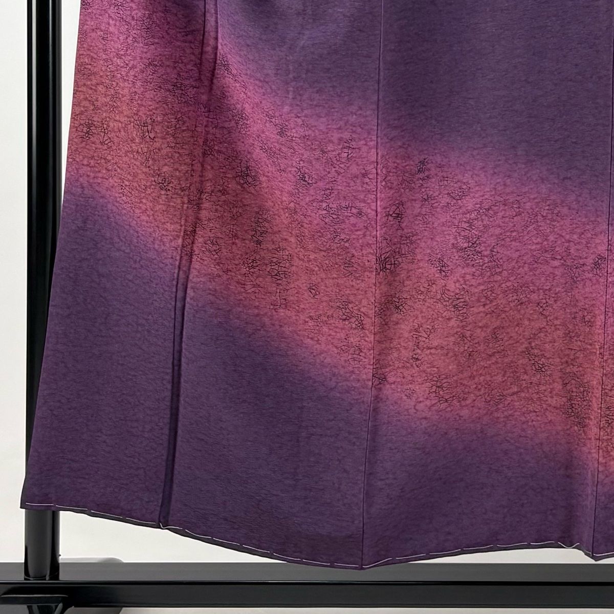 付下げ 身丈153.5cm 裄丈63cm S 袷 落款 幾何学模様 染め分け ぼかし 濃紫 正絹