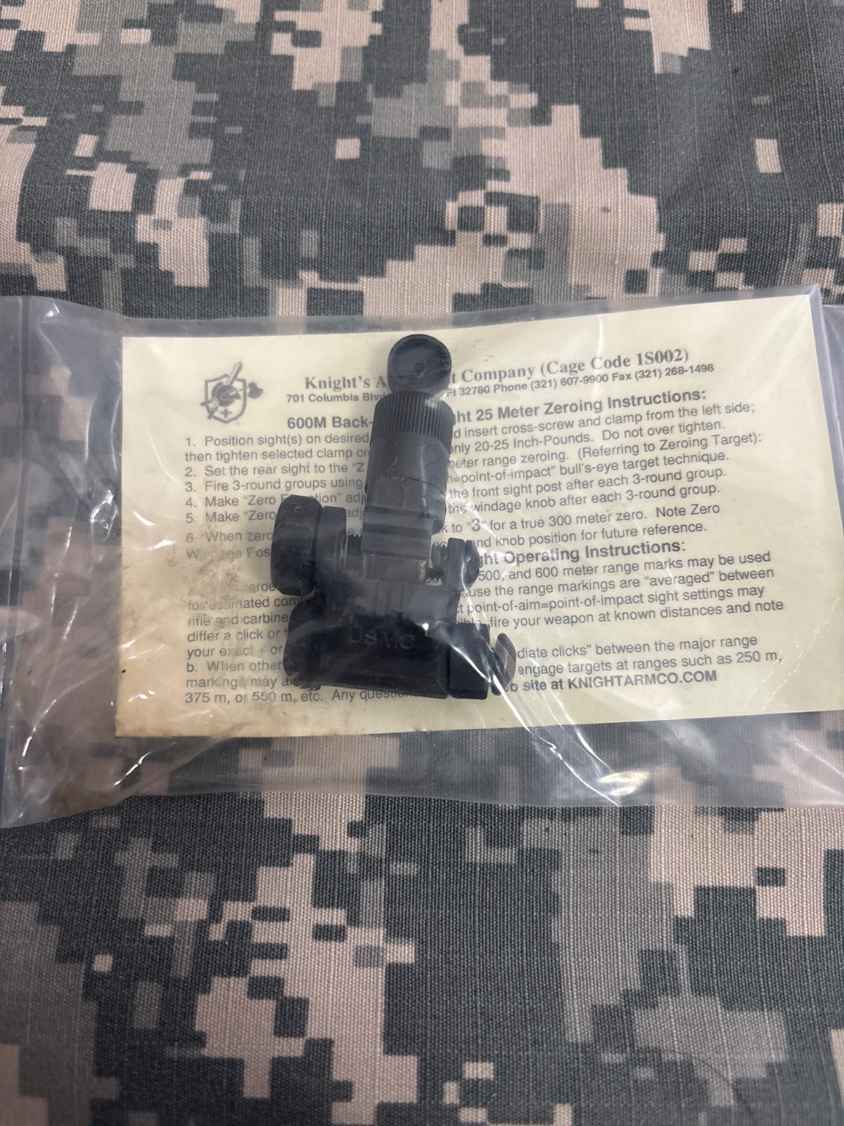 初期型 ♥品 米軍 実物 KNIGHTS REAR SIGHT 600 METER 送料無料 A5