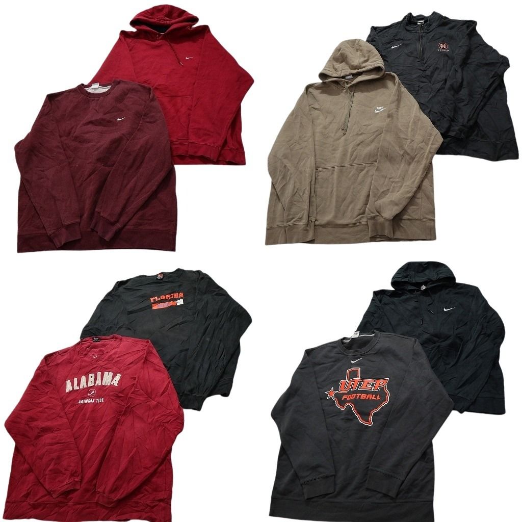 古着卸 まとめ売り ナイキ NIKE スウェット 8枚セット メンズ 2XL ハーフジップ センタースウォッシュ アーチロゴ 古着 NC0989