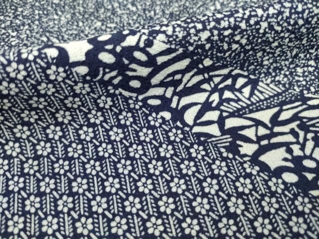 逸品 藍染工房こんや 天然灰汁発酵建藍染 唐織 扇面に花の袋帯 正絹 金糸 ６通柄 ガード加工済 平和屋着物○藍染工房・こんや 全国阿波藍染染織作家協会会員 松本輝夫