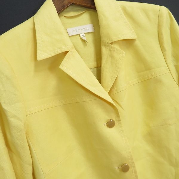 s エスカーダ ESCADA ジャケット 42 黄色 イエロー 麻 リネン 薄手