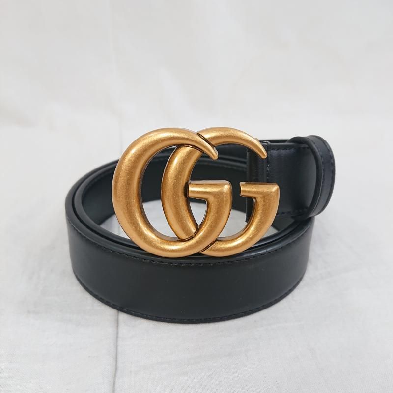 グッチ GUCCI 75・30 - レザー 黒×シルバー ホースビット ベルト