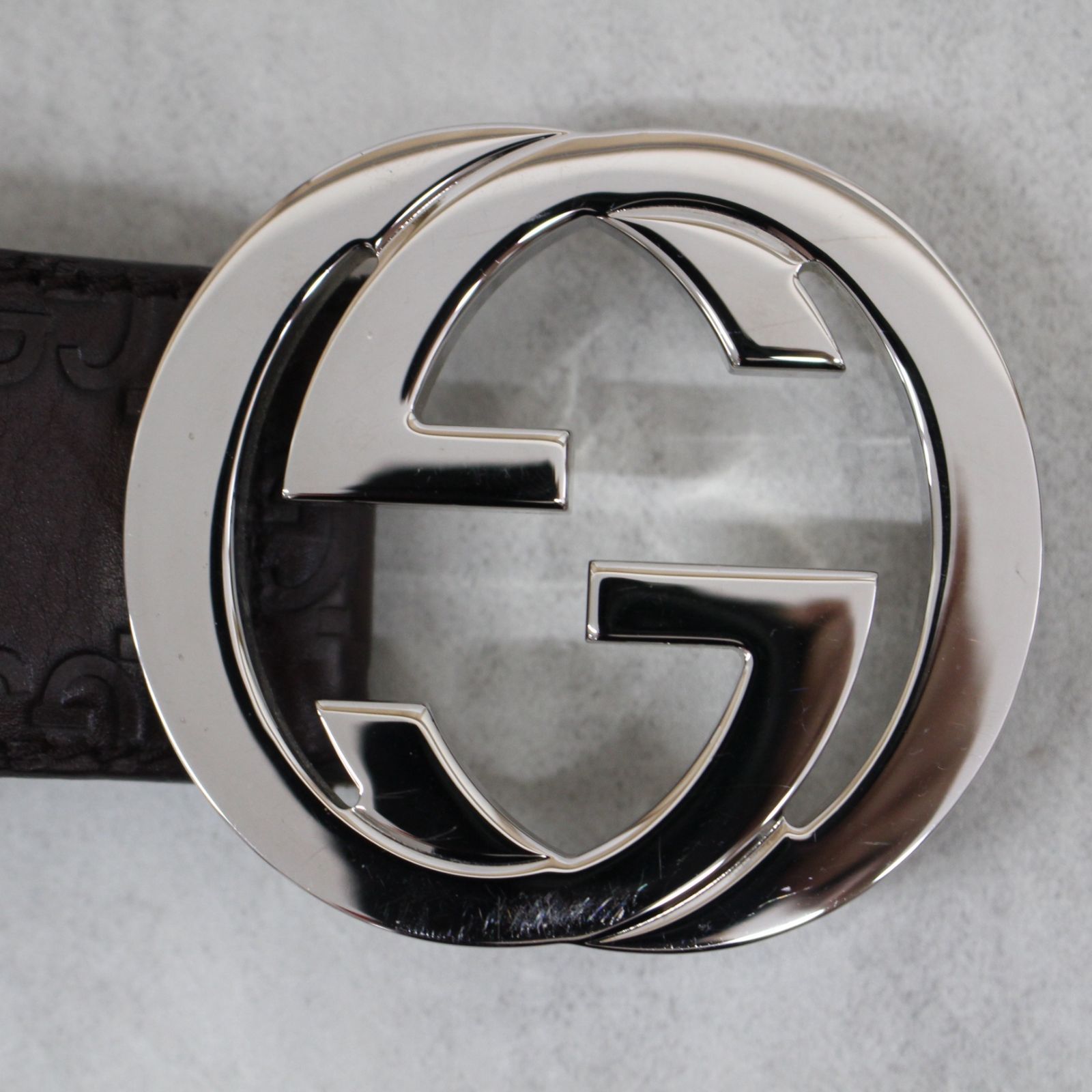 1円 GUCCI グッチ グッチシマ レザー G金具 ハート Wホック 二つ折り