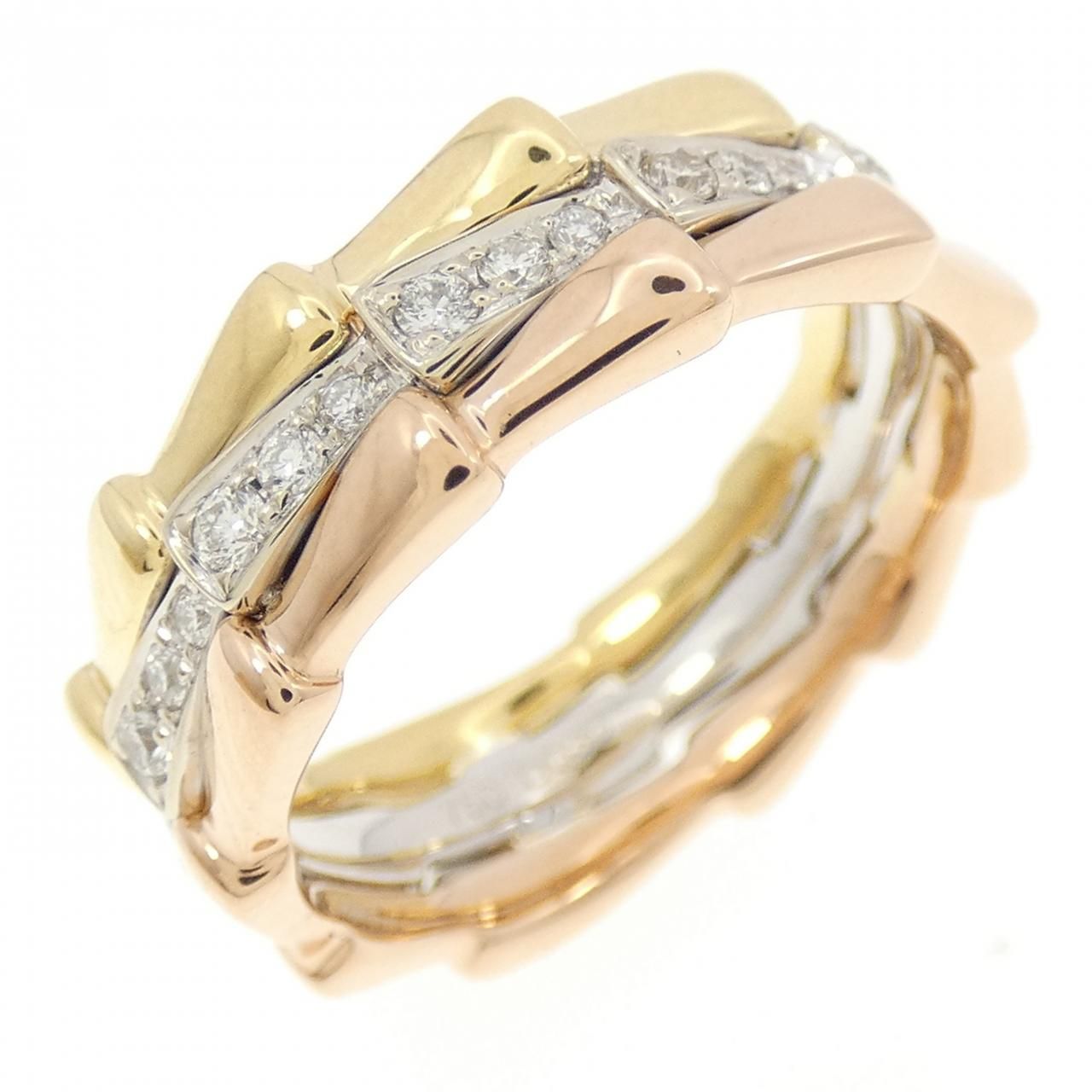 750スリーカラー ダイヤモンド リング 0.30CT - メルカリ