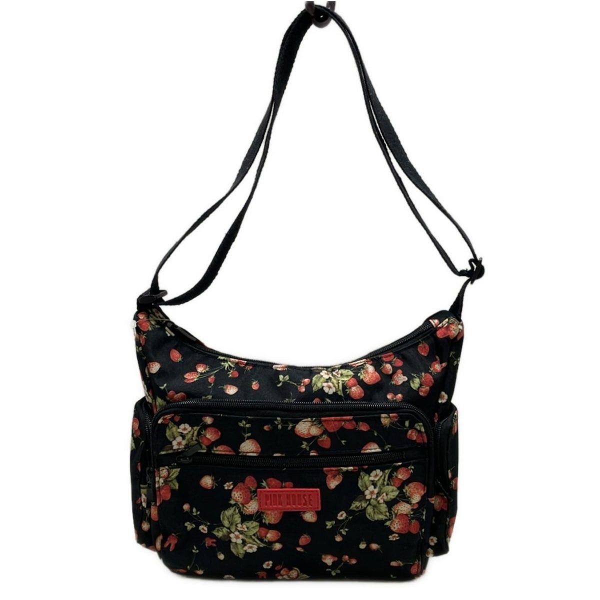フー・ピンクハウス黒いショルダーバック… PINK HOUSE(ピンクハウス) ショルダーバッグ - 黒×レッド×マルチ