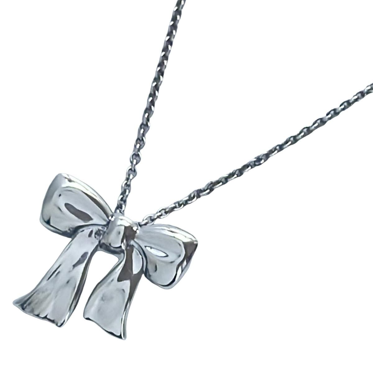 美品✨ティファニー リボン ネックレス シルバー925 TIFFANY&Co.】ティファニー リボン ネックレス シルバー925