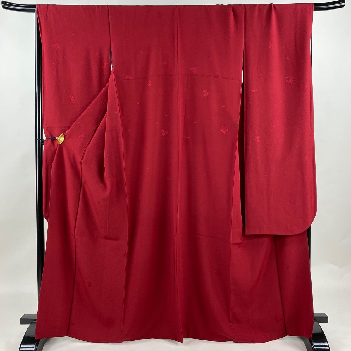 振袖 身丈166cm 裄丈68cm L 袷 地紋 えんじ色 正絹 美品 名品 【中古  