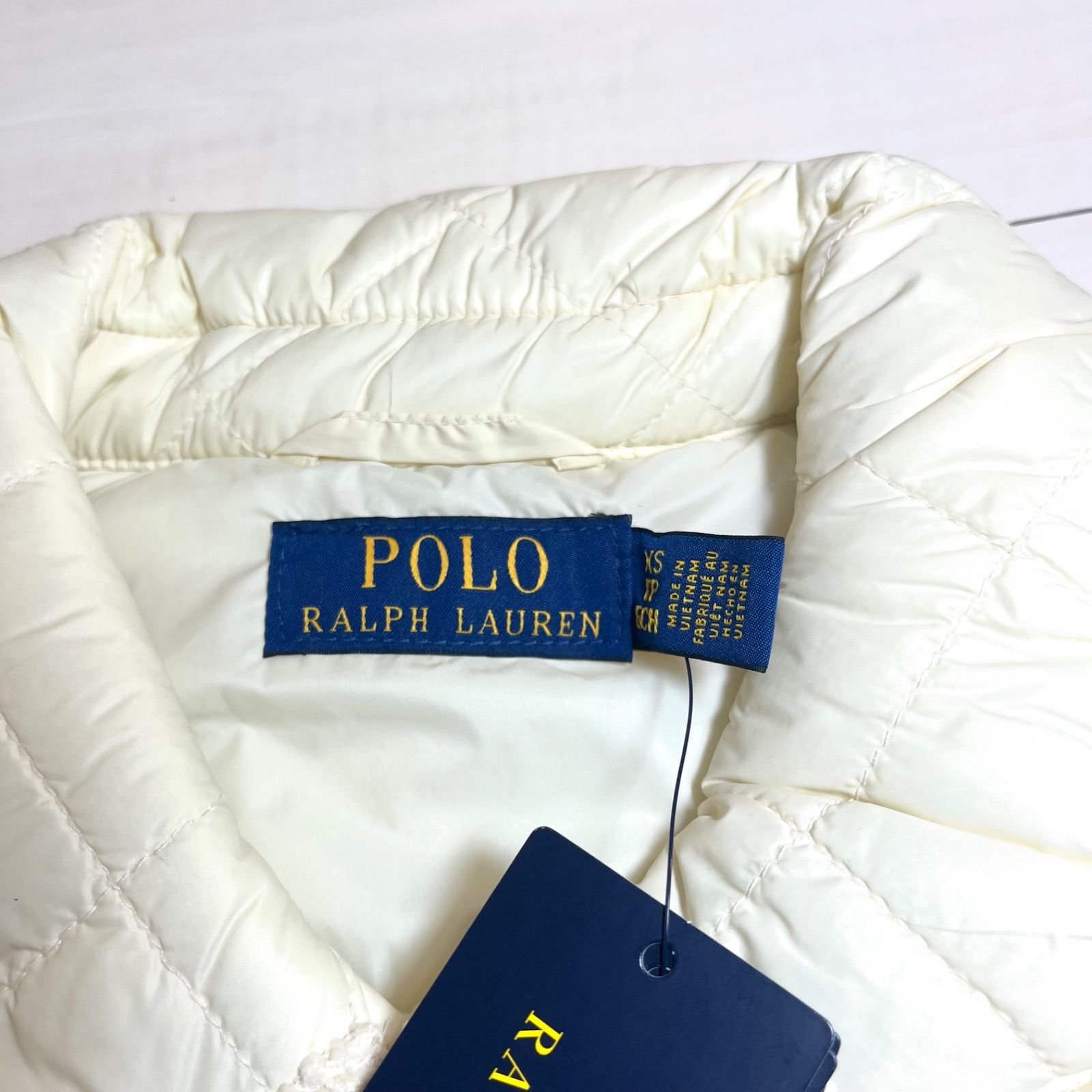 ☘️ 新品未使用 ラルフローレン ダウンベスト 白 ホワイト 光沢 タグ付き☘️ 新品タグ付】 Polo Ralph Lauren ダウンベスト ポロ ラルフ